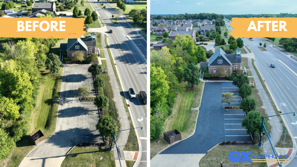 Commercial Parking Lot Maintenance Before and After