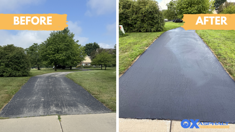 Professional sealcoating in Greenfield, IN for driveways, roads, and parking lots