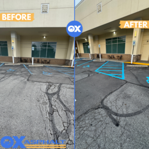 Before and After Parking Lot Striping for ADA Compliance