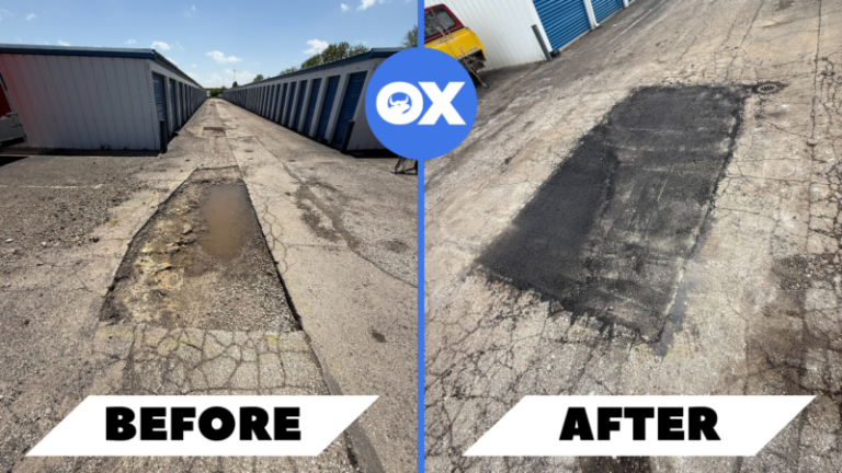Pothole repair on a commercial property in Indianapolis Indiana